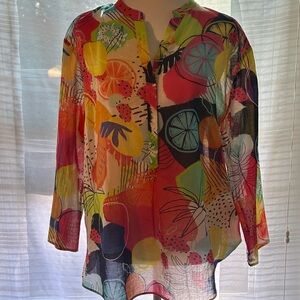 Vilagallo Multicolor Tropical Fruit 
Print Blouse Ladies Size 16US/46EU